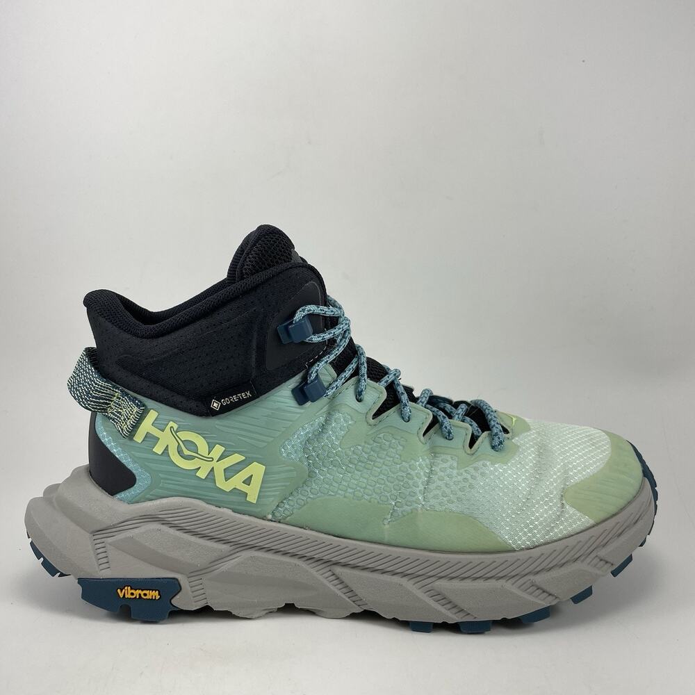 Hoka Trail Code GTX Hiking Boots Womens Size 8 Green Gore-Tex Vibram Waterproof